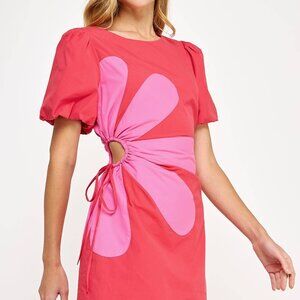 Pink Petal Red Mini Dress